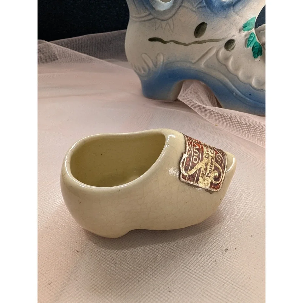Shoe Figurine & Planter Set East Liverpool Ohio Souvenir Clog Kass USA Floral